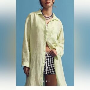 Anthropologie NWT Sz XS relaxed lightweight linen buttondown tunic; breezy